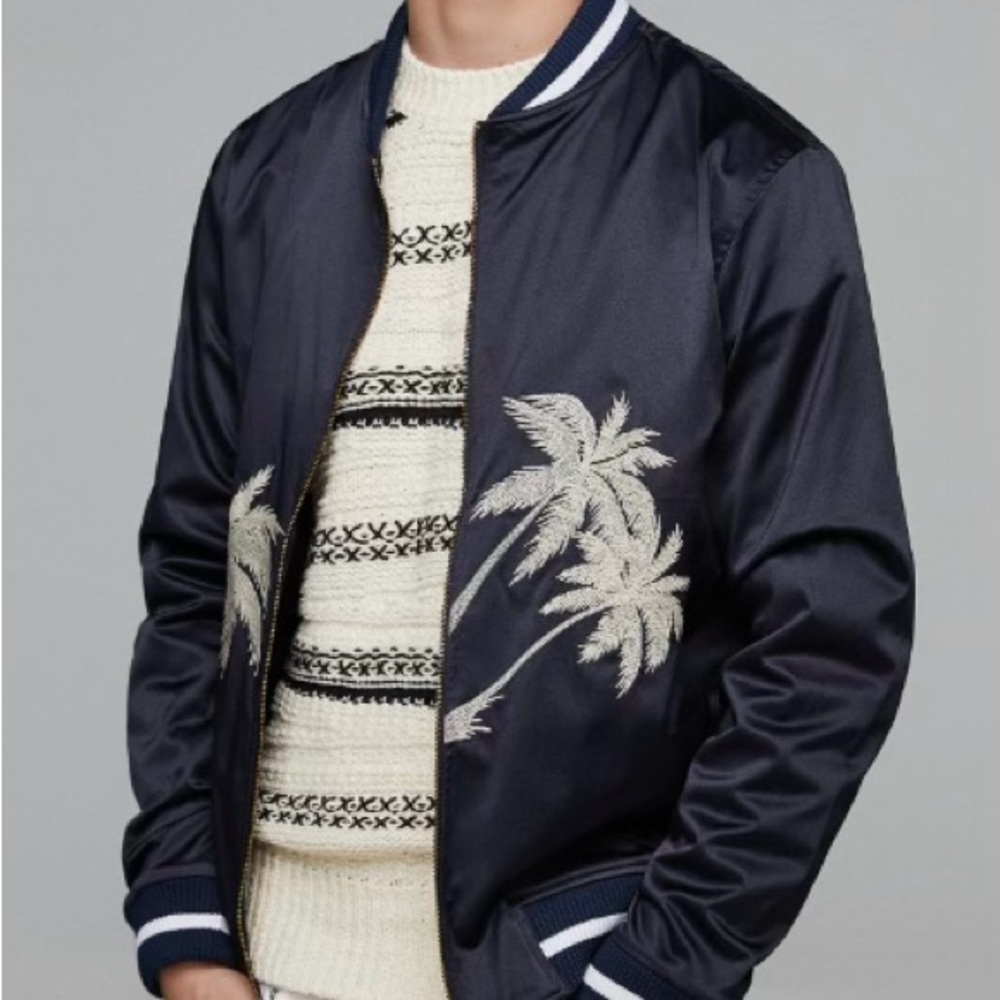 Zara Palm Tree Bomber Jacket